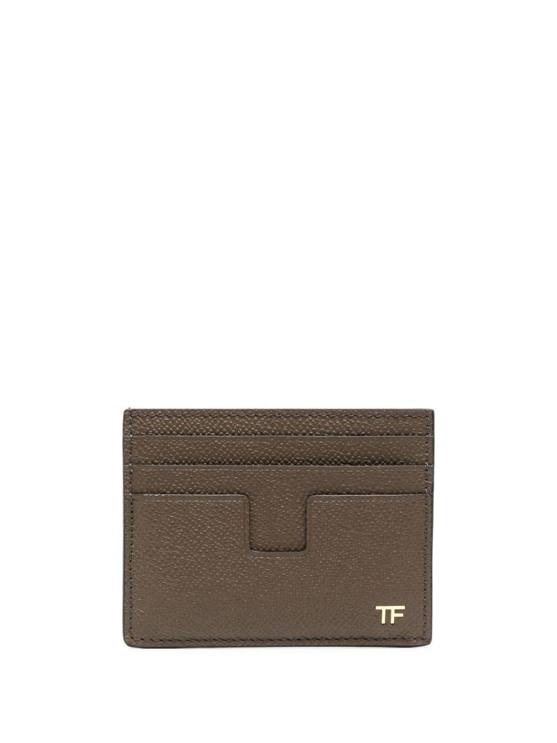 Brown Logo Plaque Leather Card Holder