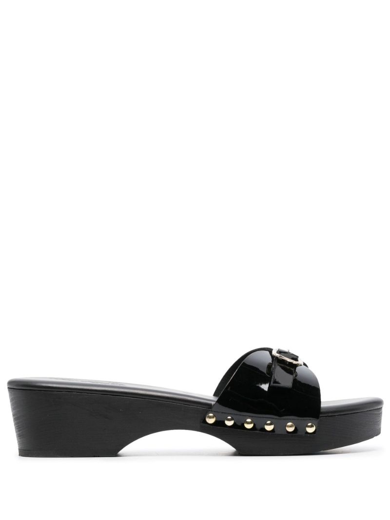 Black Omia Patent Leather Mules