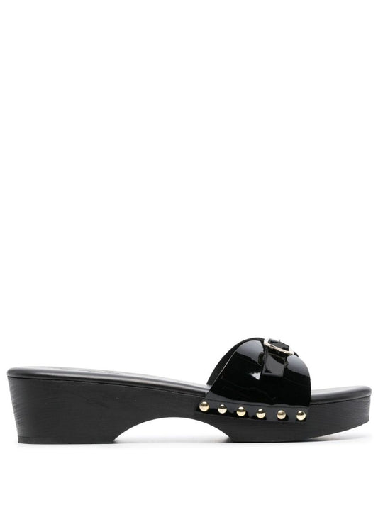 Black Omia Patent Leather Mules