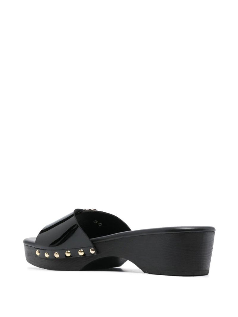 Black Omia Patent Leather Mules