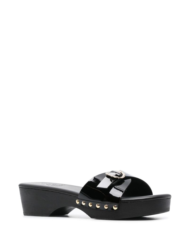 Black Omia Patent Leather Mules
