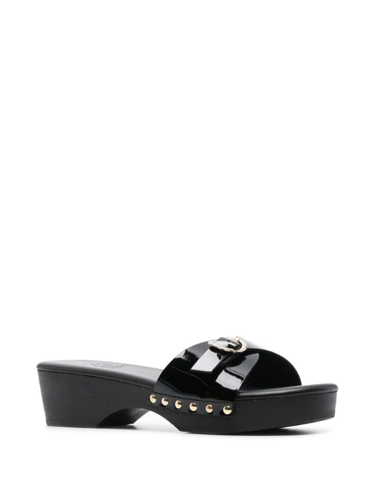 Black Omia Patent Leather Mules