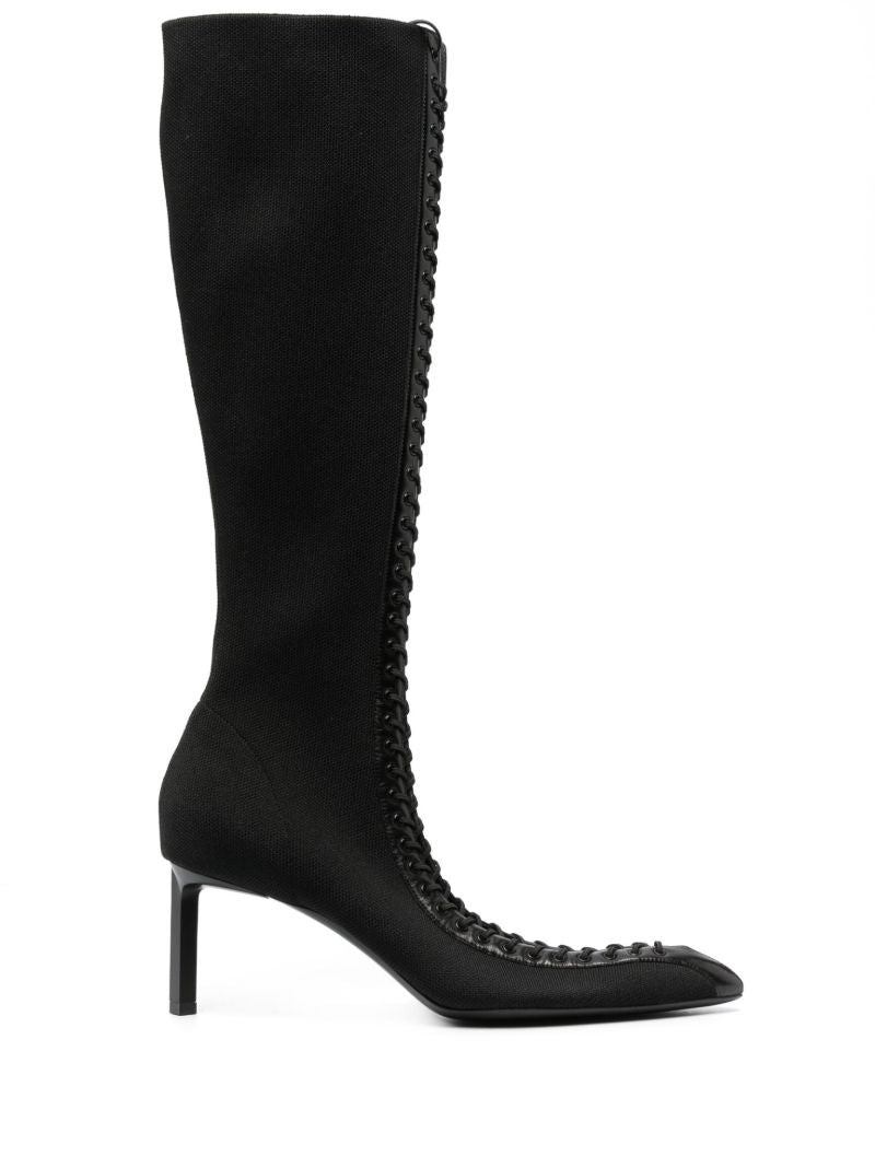 Black Show 70 Leather Lace Detail Knee-high Boots