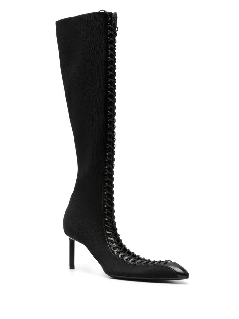 Black Show 70 Leather Lace Detail Knee-high Boots