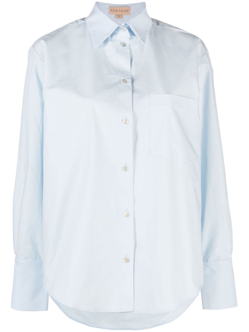 Blue Iris Cotton Button-up Shirt
