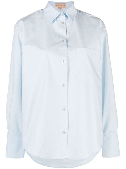 Blue Iris Cotton Button-up Shirt