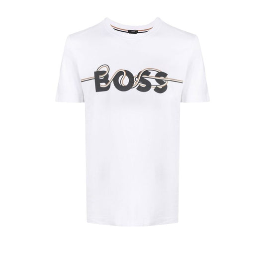 White Logo Print Cotton T-shirt