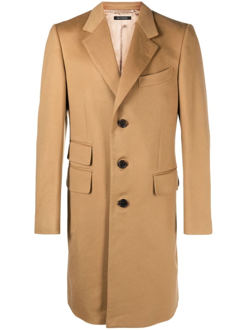 Neutral Single-breasted Cashmere Coat