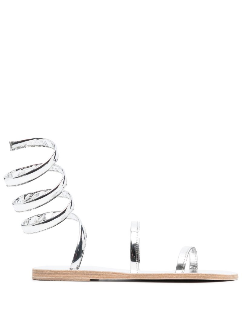 Silver Ofis Patent Leather Sandals