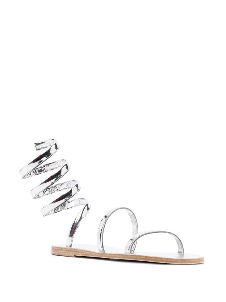 Silver Ofis Patent Leather Sandals