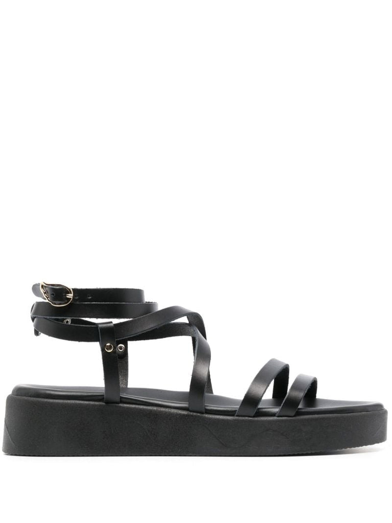 Black Aristea Flatform Leather Sandals