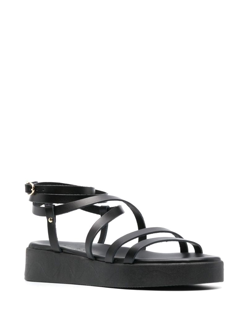 Black Aristea Flatform Leather Sandals