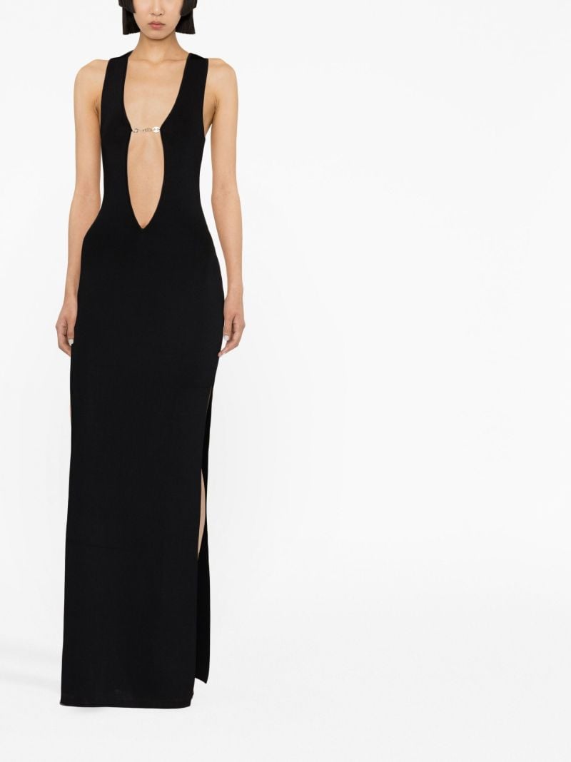 Black Bombu Plunge Neck Dress