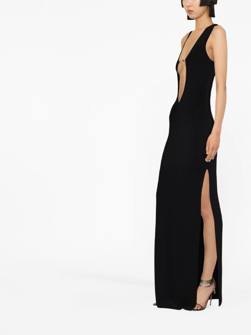 Black Bombu Plunge Neck Dress