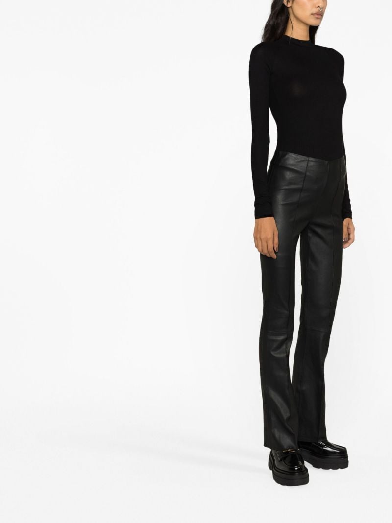 Black Flared Leather Trousers