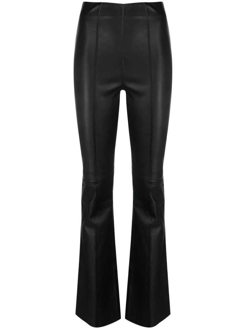 Black Flared Leather Trousers