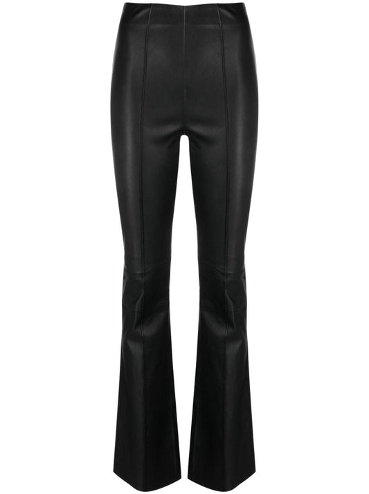 Black Flared Leather Trousers