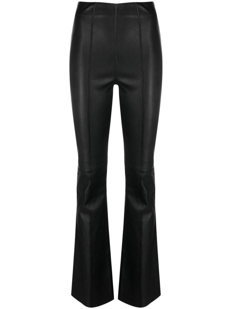 Black Flared Leather Trousers