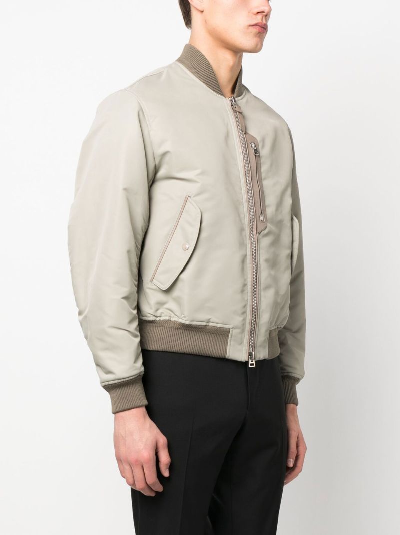 Neutral Contrast-trim Bomber Jacket
