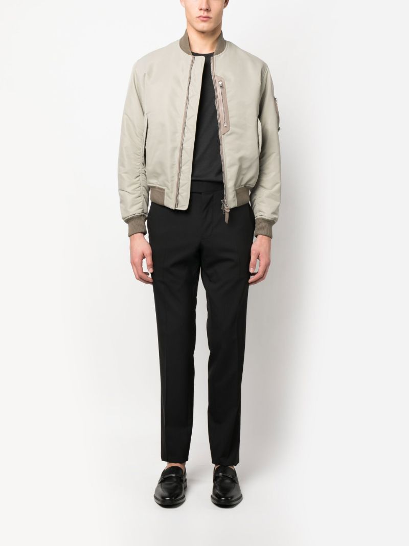 Neutral Contrast-trim Bomber Jacket
