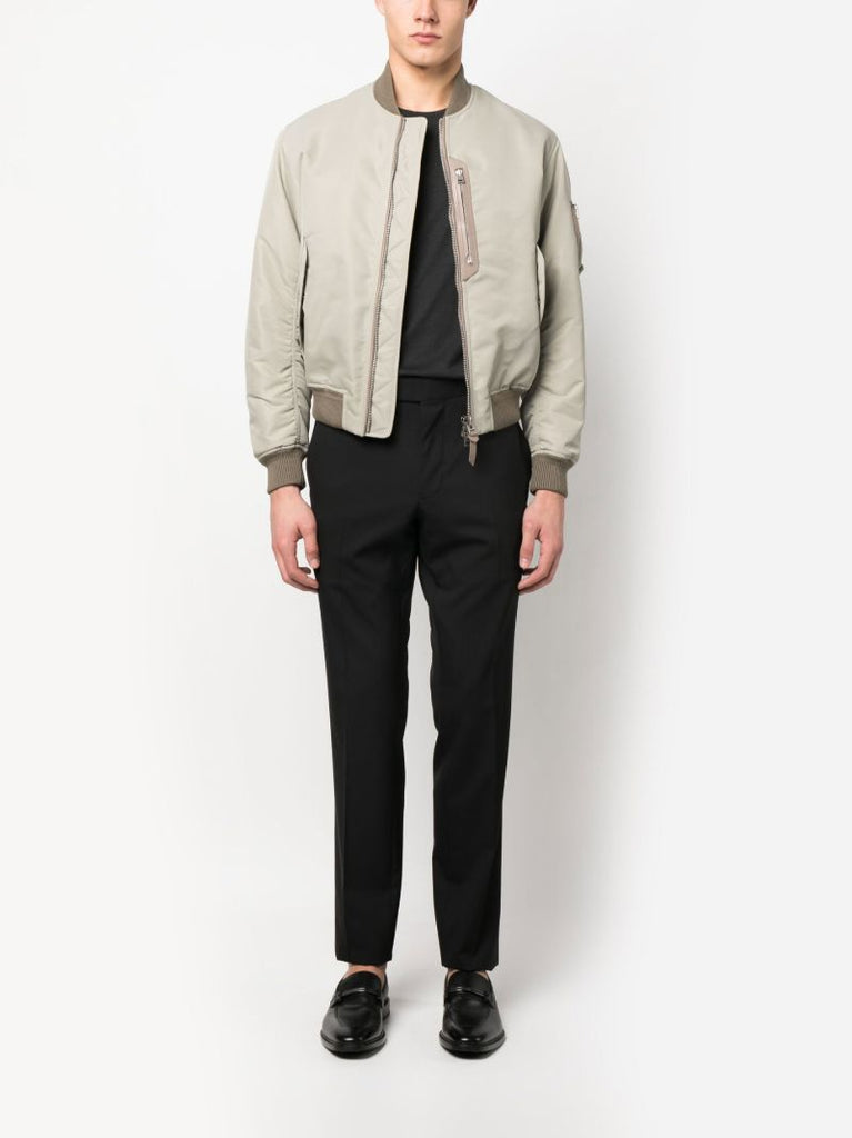 Neutral Contrast-trim Bomber Jacket