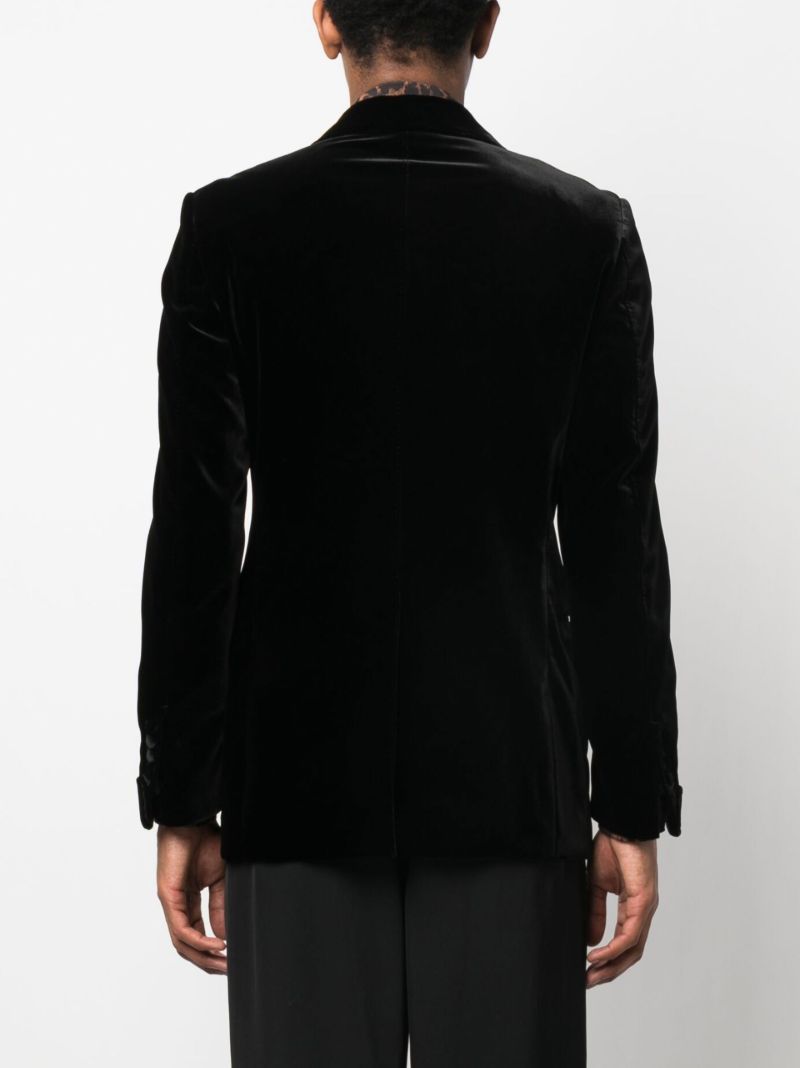 Black Single-breasted Velvet Blazer