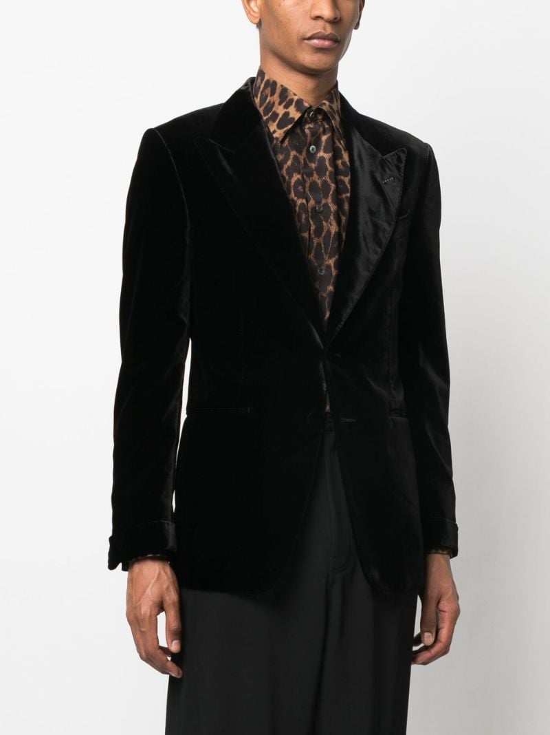 Black Single-breasted Velvet Blazer