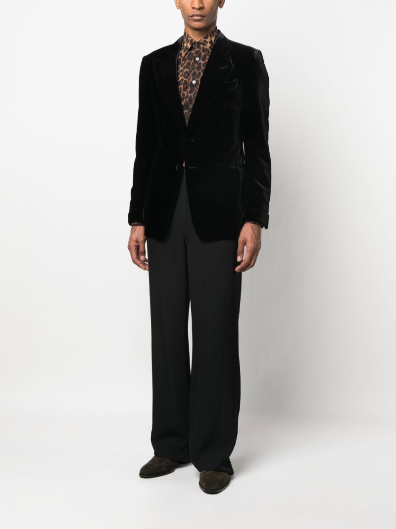 Black Single-breasted Velvet Blazer
