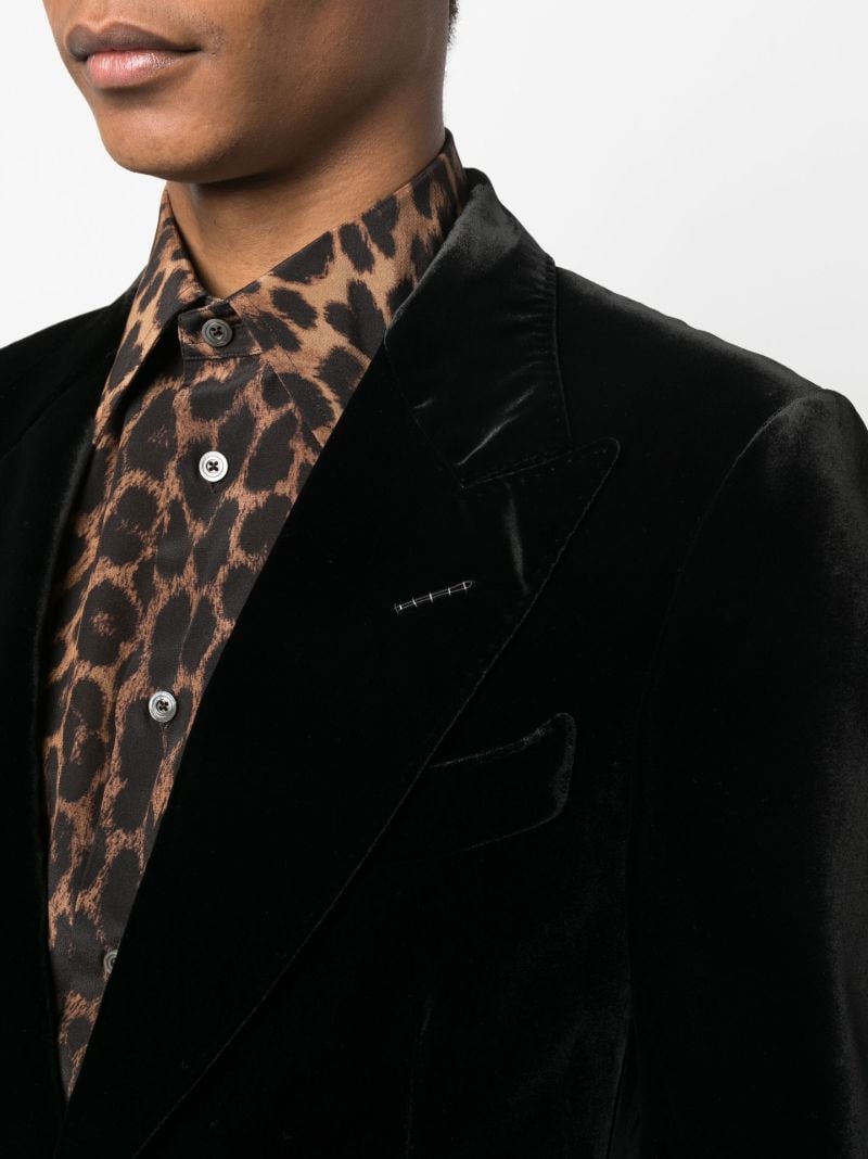 Black Single-breasted Velvet Blazer