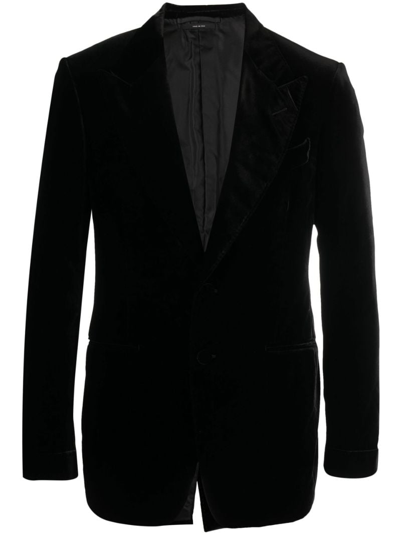 Black Single-breasted Velvet Blazer