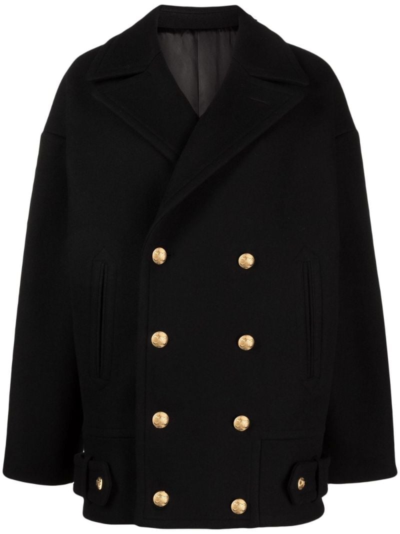 Black Double Breasted Wool Coat