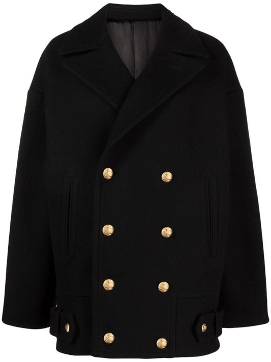 Black Double Breasted Wool Coat