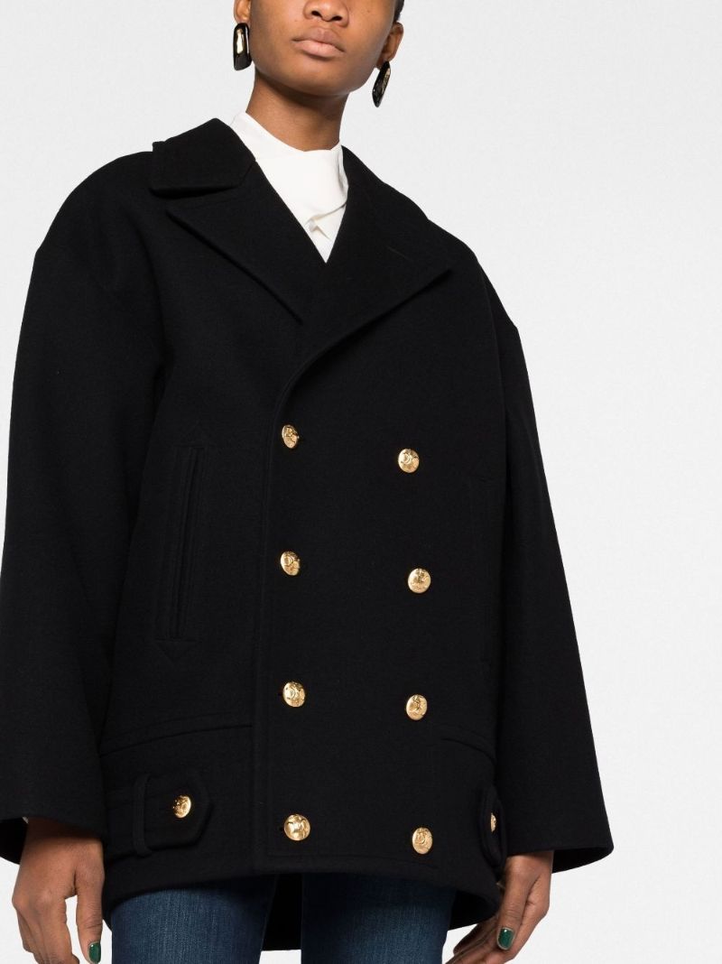 Black Double Breasted Wool Coat