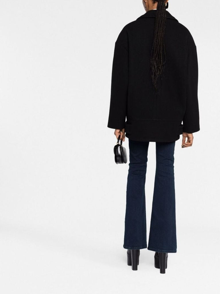 Black Double Breasted Wool Coat