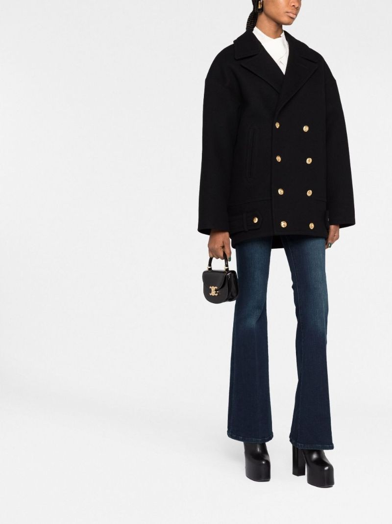 Black Double Breasted Wool Coat