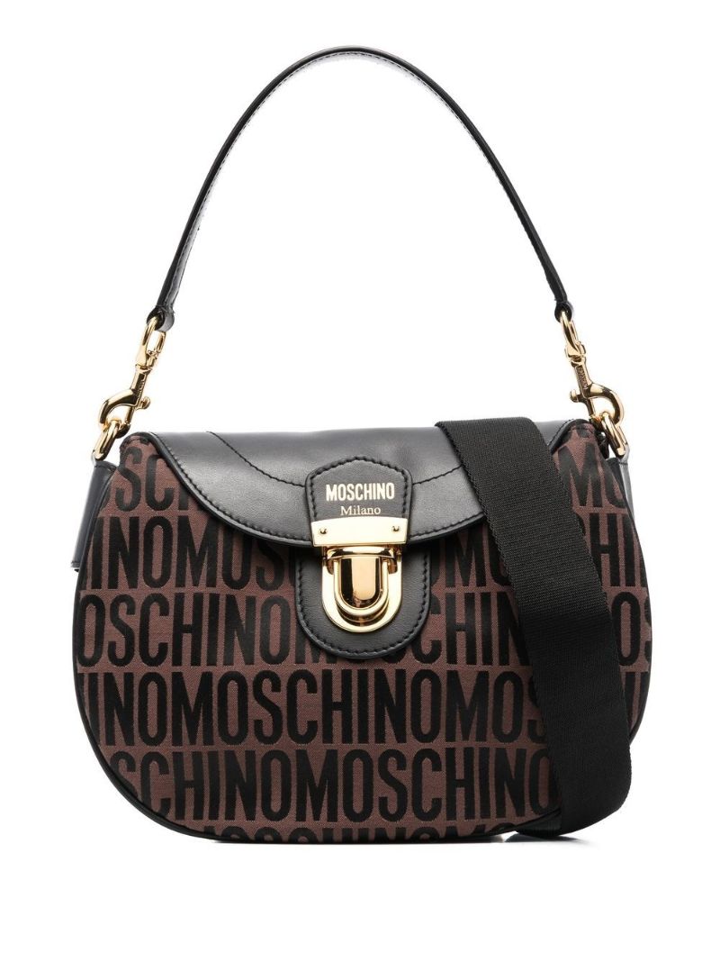 Brown Logo Stamp Monogram Shoulder Bag