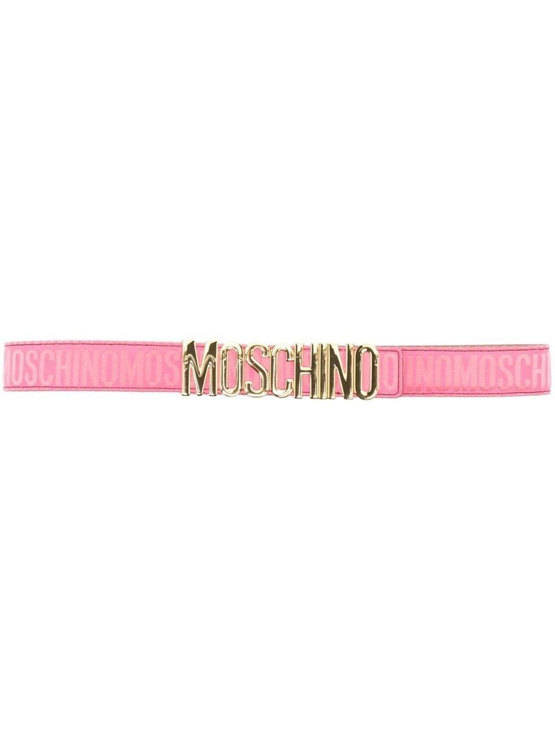 Pink Logo-detail Leather Belt