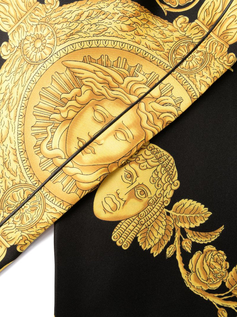 Black Barocco Print Silk Trousers