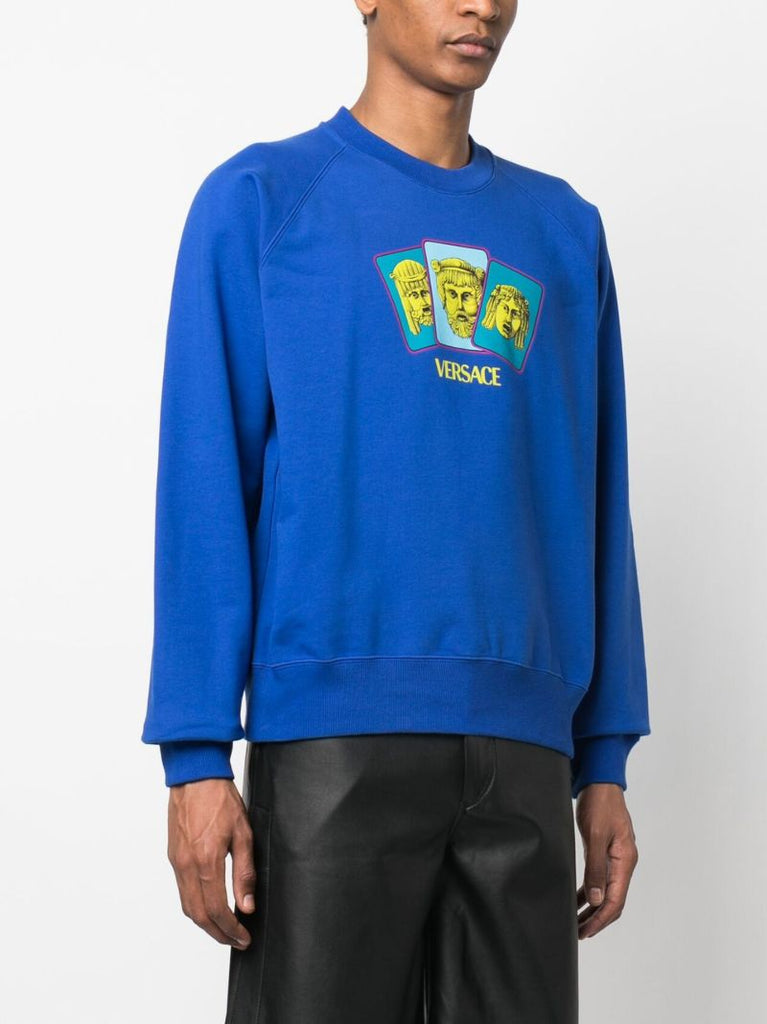 Blue Cotton Logo Print Sweatshirt