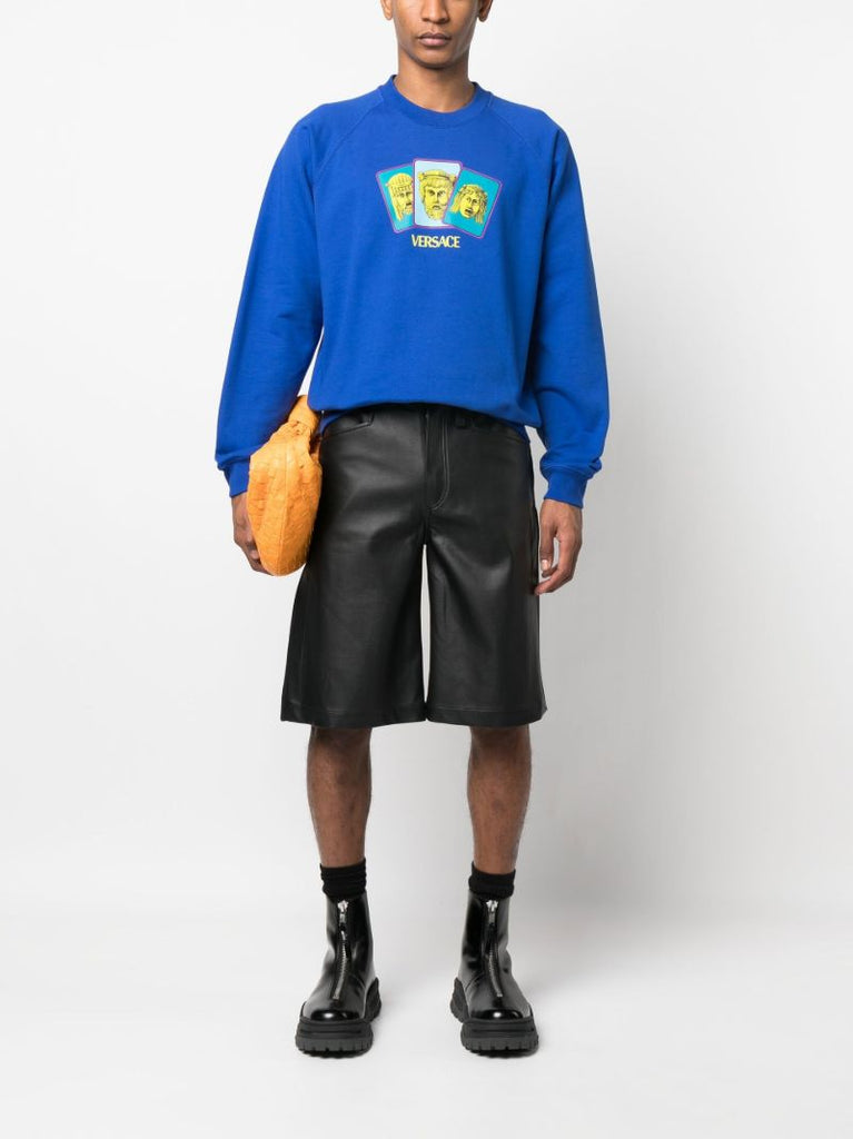 Blue Cotton Logo Print Sweatshirt