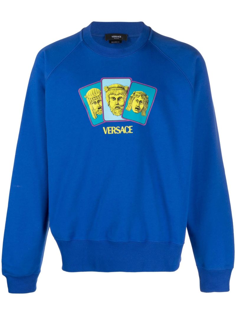 Blue Cotton Logo Print Sweatshirt