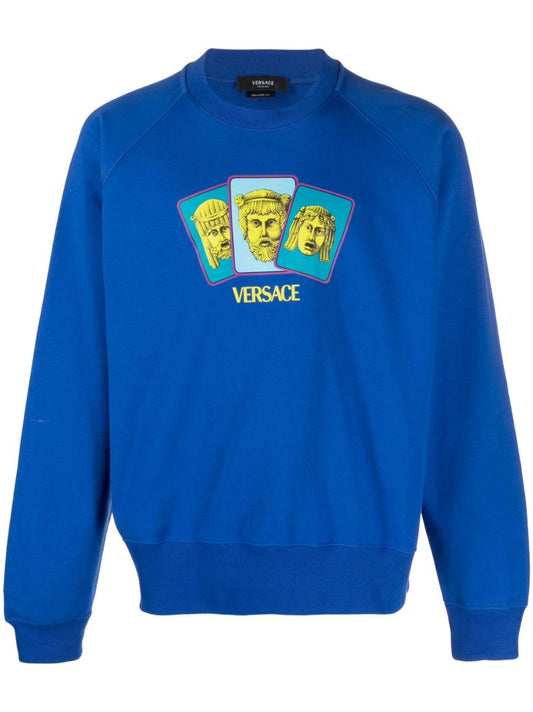 Blue Cotton Logo Print Sweatshirt