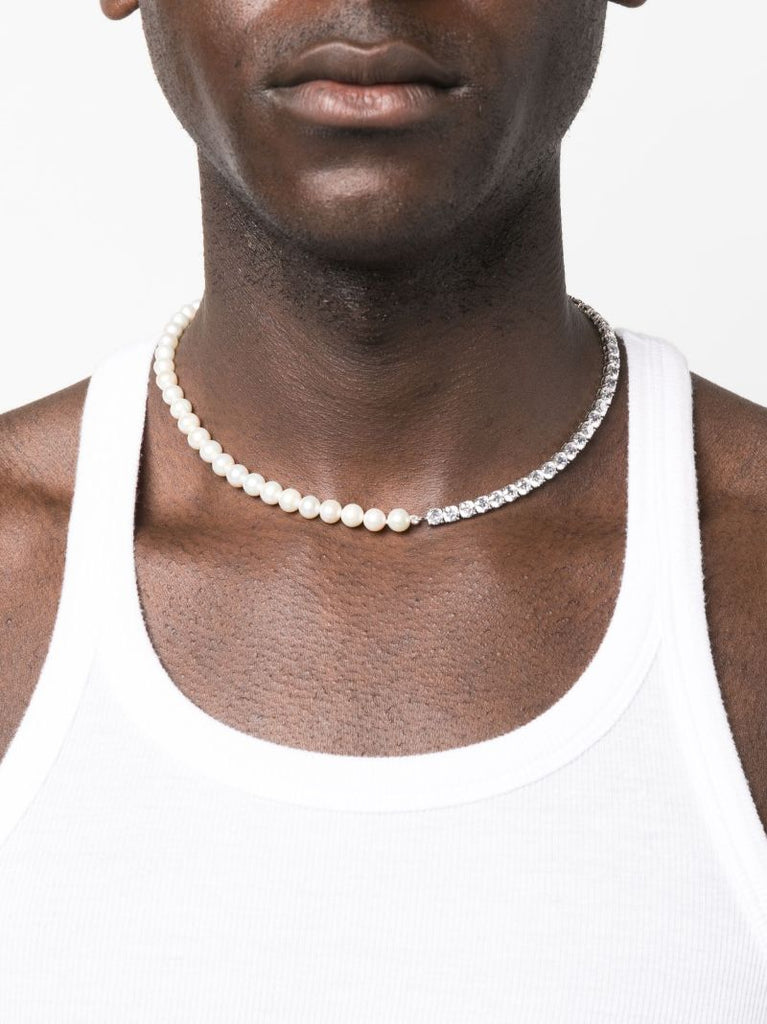 X Botter Sterling Silver Pearl and Crystal Necklace