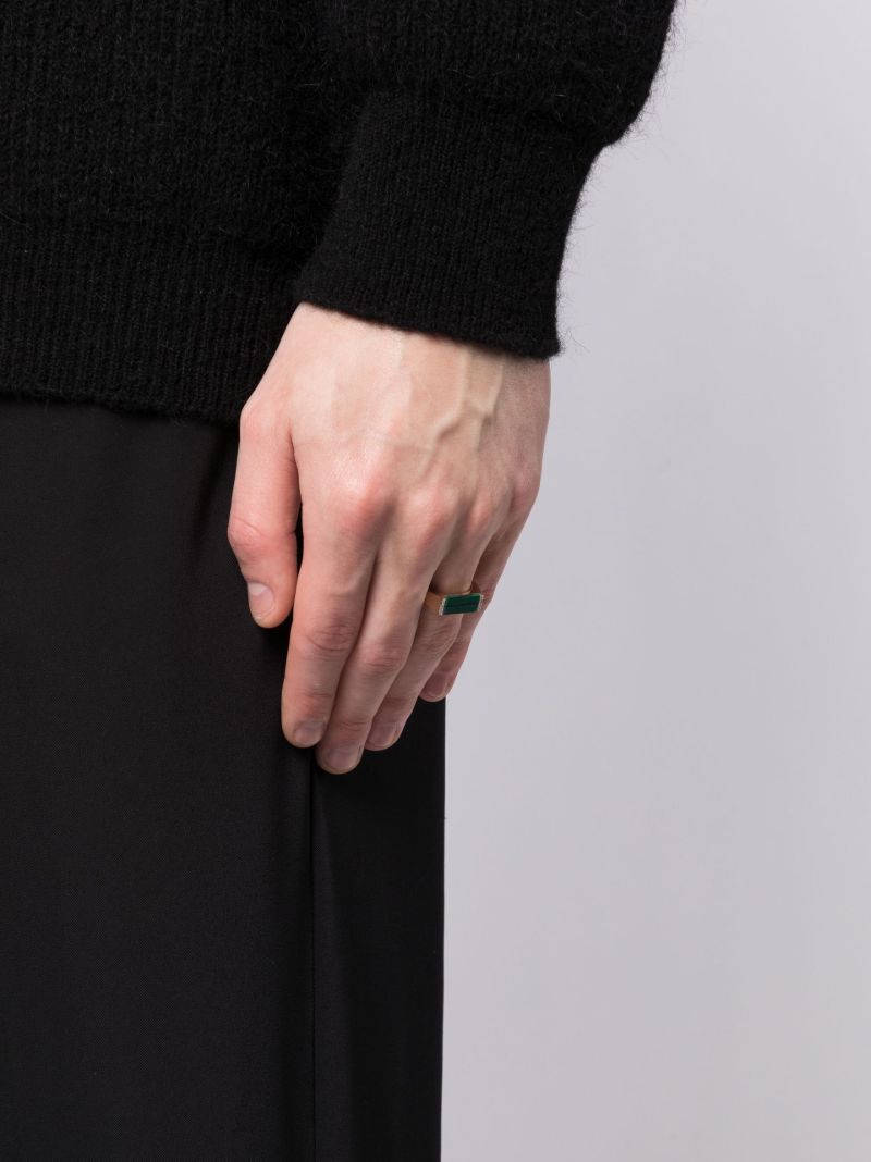 14k Yellow Gold Malachite Bar Ring