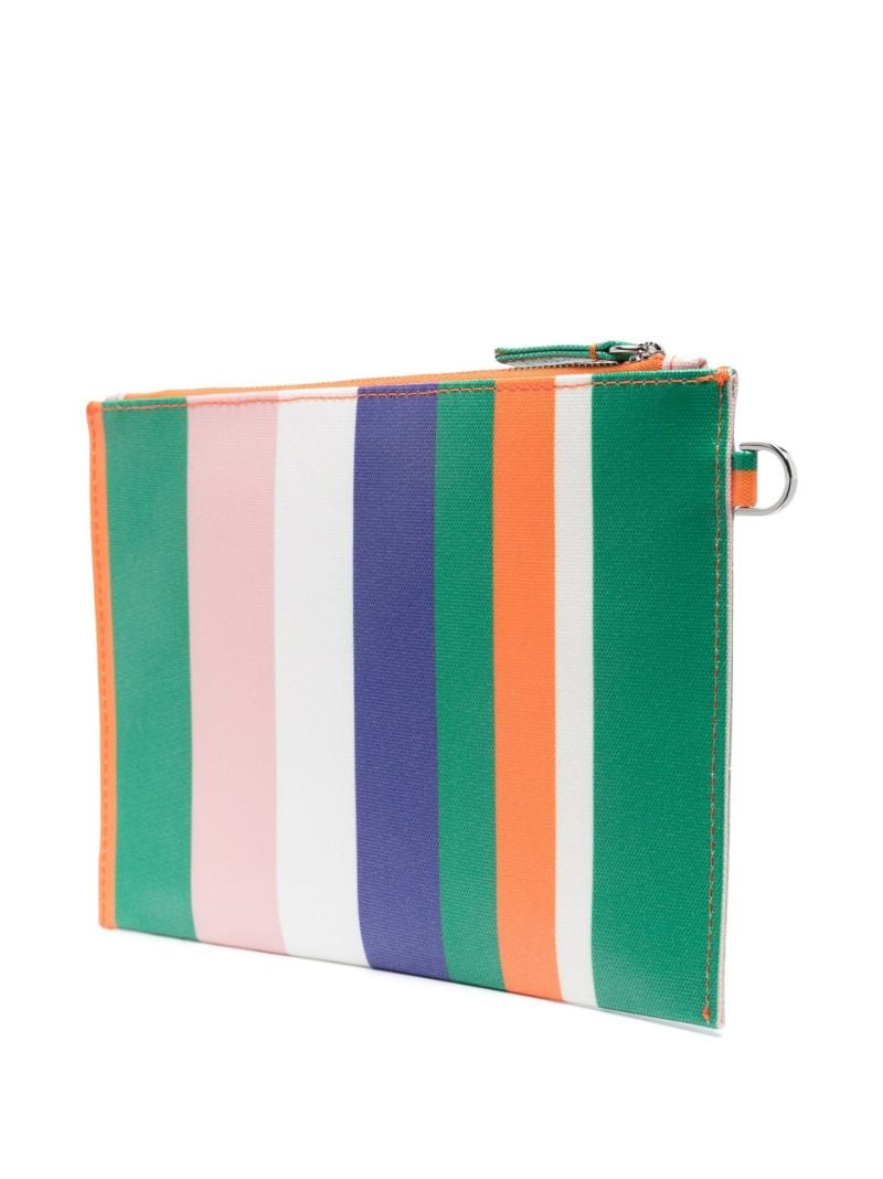 Orange Striped Coated Canvas Pouch