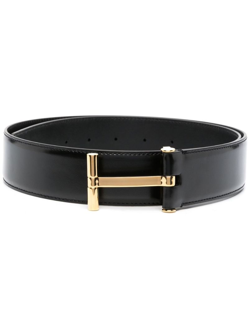 Black T Leather Belt