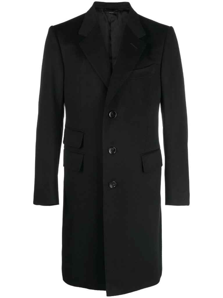 Black Single-breasted Cashmere Coat