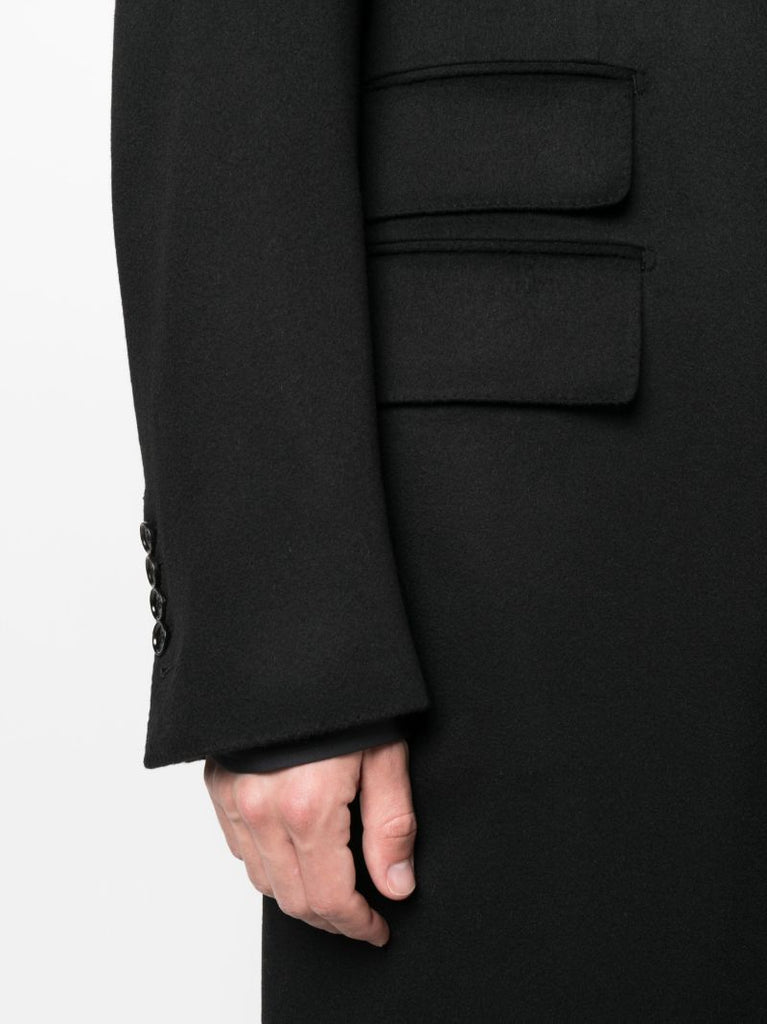 Black Single-breasted Cashmere Coat