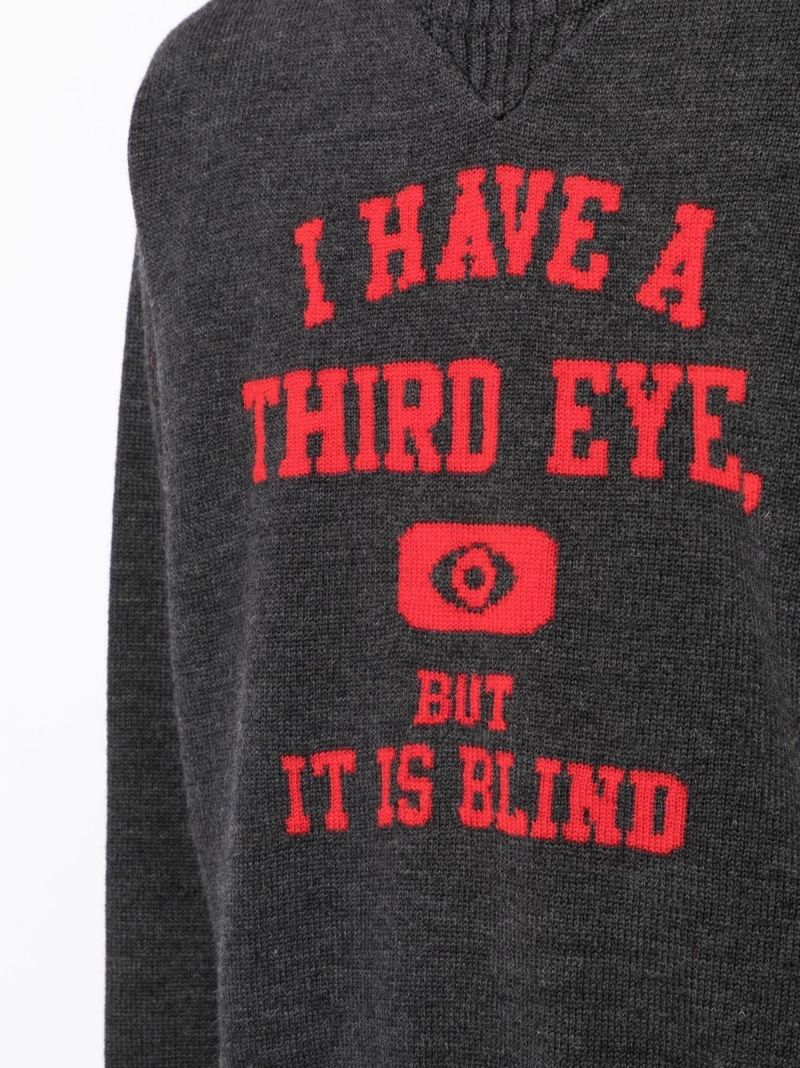 Grey Slogan-print Wool Sweater