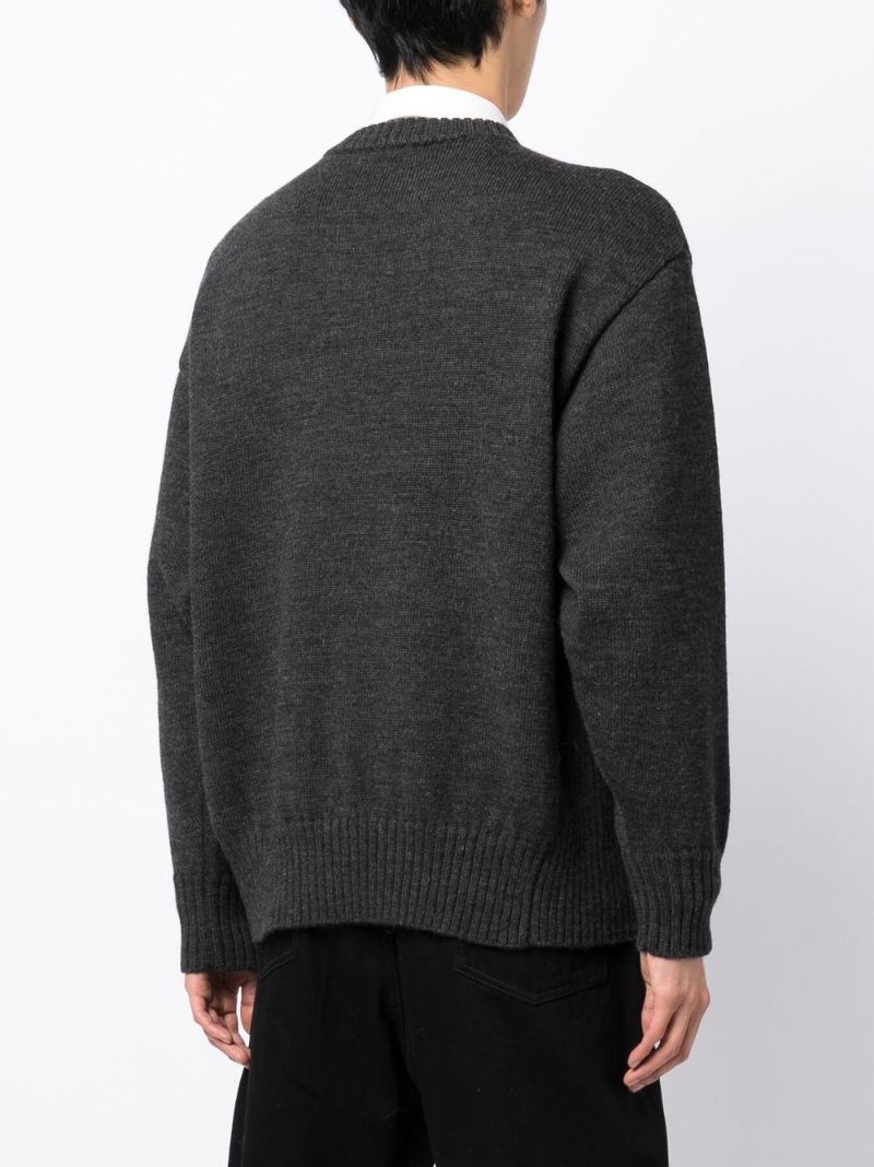 Grey Slogan-print Wool Sweater